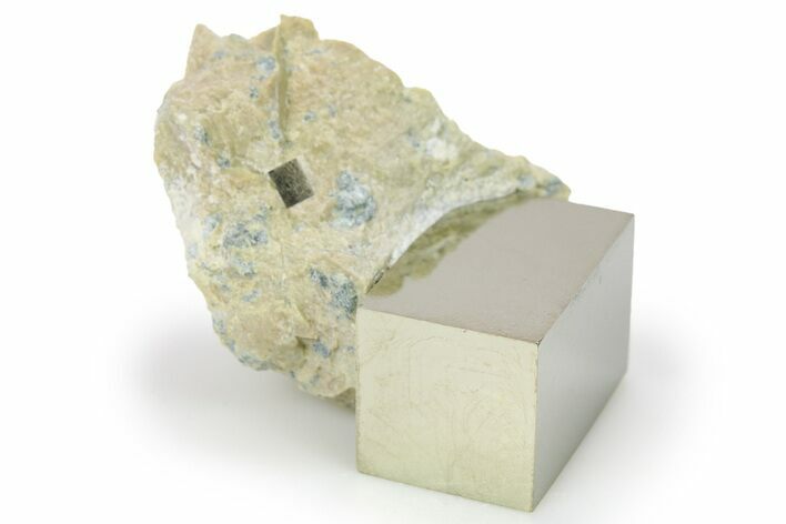 Two Natural Pyrite Cubes In Rock - Navajun, Spain #265306